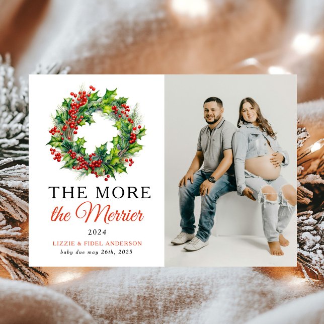 Je mehr die frohe Weihnachts-Foto-Schwangerschaft Ankündigung (Von Creator hochgeladen)