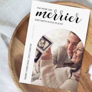 Je mehr die glühende moderne Weihnachtsschwangersc Feiertagskarte