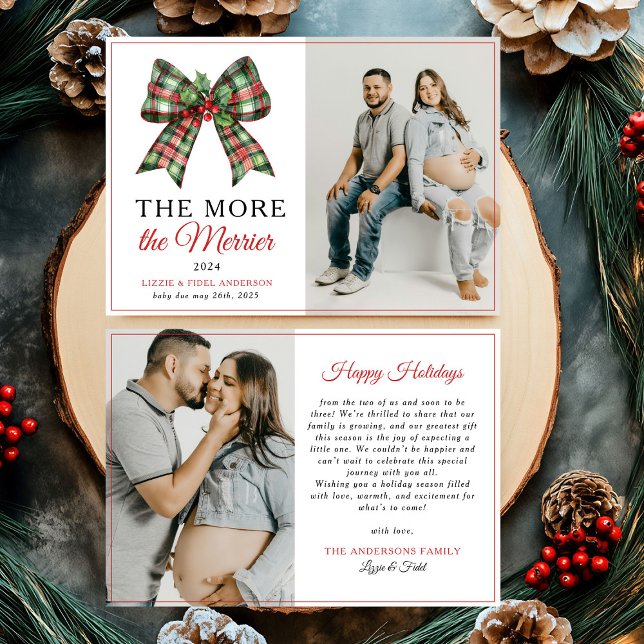 Je mehr die Merrier Bow Weihnachts-Foto-Schwangers Ankündigung (Von Creator hochgeladen)