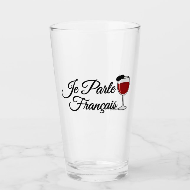Je Parle Francais spreche ich Französisch Glas-Ber Glas (Vorderseite)