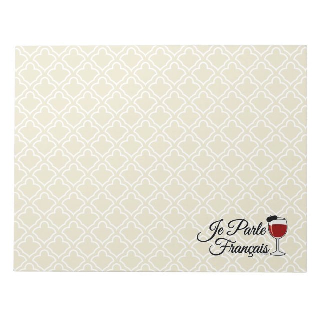 Je Parle Francais spreche ich Glasbarett des Notizblock (Vorderseite)