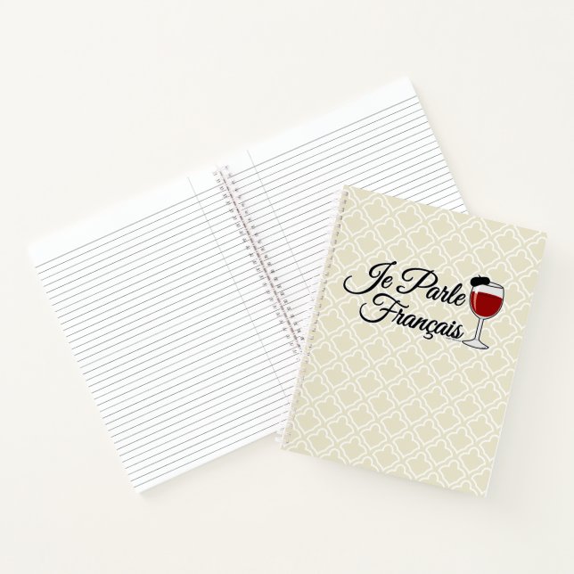 Je Parle Francais spreche ich Glasbarett des Notizbuch (Innenseite)