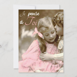 Je pense a Toi - Vintage Liebe Karte