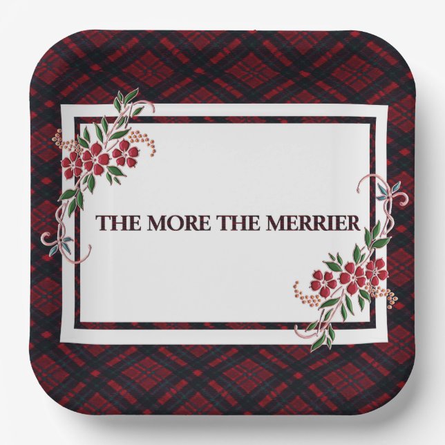 Je stärker das Merrier Red Kariert ist Pappteller (Vorderseite)