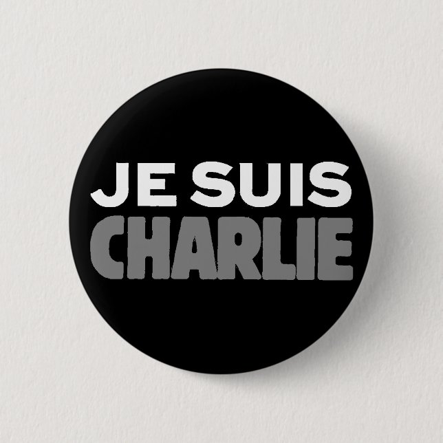 Je Suis Charlie - ich bin Charlie-Schwarzes Button (Vorderseite)