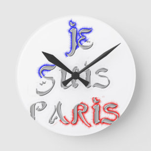 Je Suis Paris Art Print Runde Wanduhr