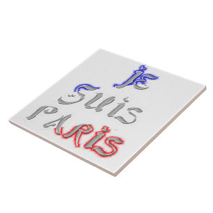 Je Suis Paris I Liebe Paris Textkunst drucken Fliese