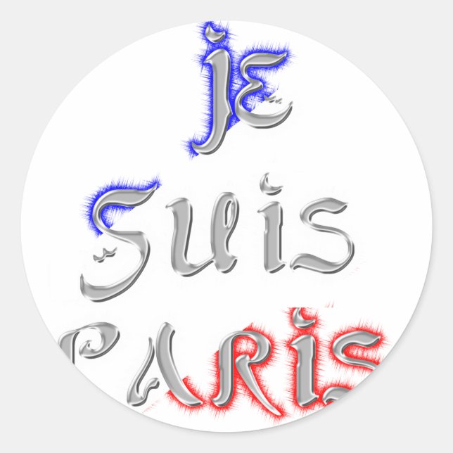 Je Suis Paris I Liebe Paris Textkunst drucken Runder Aufkleber (Vorderseite)
