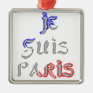 Je Suis Paris I Liebe Paris Textkunst drucken Silbernes Ornament