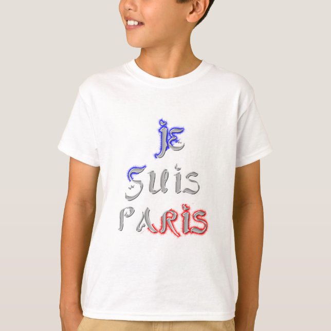 Je Suis Paris I Liebe Paris Textkunst drucken T-Shirt (Vorderseite)