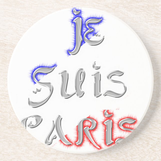 Je Suis Paris I Liebe Paris Textkunst drucken Untersetzer (Vorne)