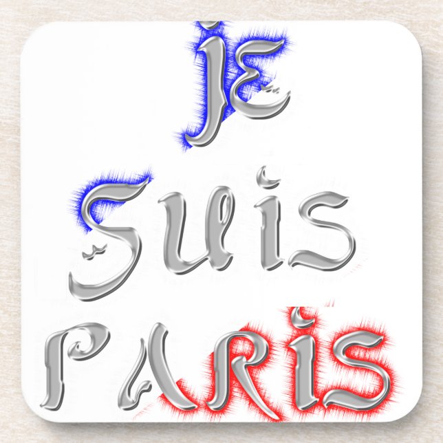 Je Suis Paris I Liebe Paris Textkunst drucken Untersetzer (Vorderseite)