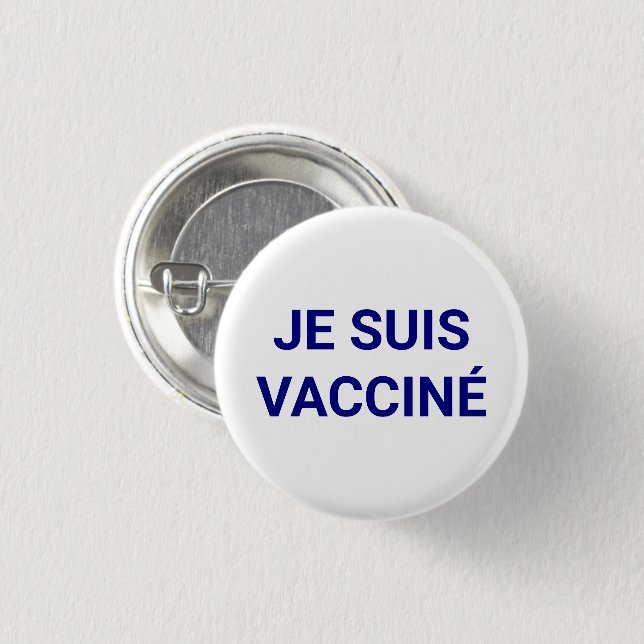 Je suis vacciné, blau-weiße französische Sprache Button (Vorne & Hinten)