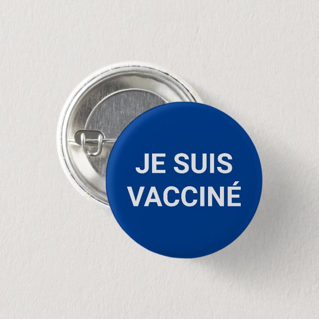 Je suis vacciné, blau-weiße französische Sprache Button (Vorne & Hinten)