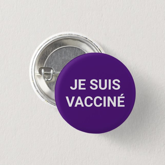 Je suis vacciné, lila, weiße französische Sprache Button (Vorne & Hinten)