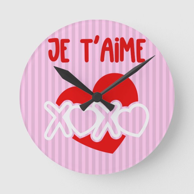 Je t’aime. runde wanduhr (Vorderseite)
