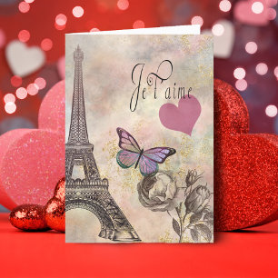 Je T' Aime Vintage Valentinstag-Karte Feiertagskarte