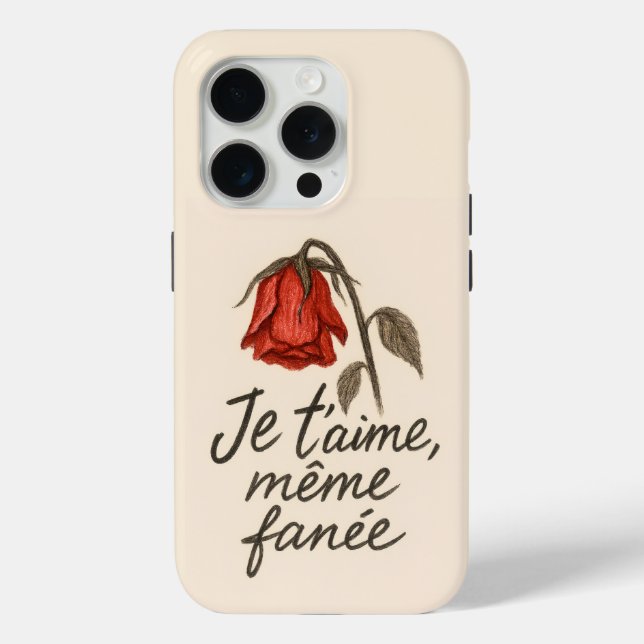 Je T’aime Wilted Rose Case-Mate iPhone Hülle (Rückseite)