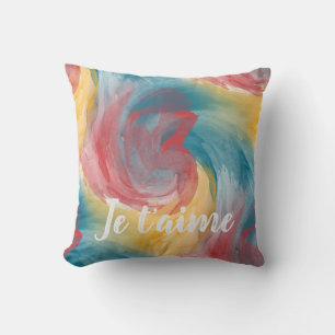 Je Taime Farbige Abstrakte Spirale Kissen