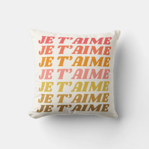 Je T'aime Französisch Liebe Sprichwort Retro Typog Kissen
