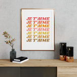 Je T'aime Französisch Liebe Sprichwort Retro Typog Poster<br><div class="desc">Je T'aime Französisch Liebe Sprichwort Retro Typografie</div>