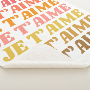 Je T'aime Französisch Liebe Sprichwort Retro Typog Sherpadecke