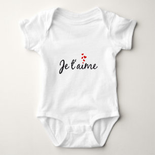 Je t'aime, französische Wortkunst mit Herzen Baby Strampler