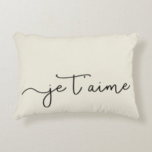 Je T'aime   französisches Typografie-Schwarzes au Zierkissen