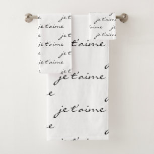 je taime I Liebe Sie in Französisch Chic Black & W Badhandtuch Set