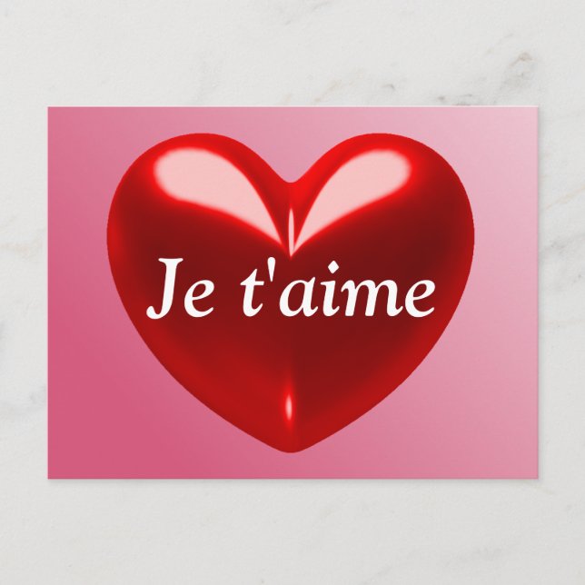 JE T'AIME - I LIEBE YOU (Französisch) Feiertagspostkarte (Vorderseite)