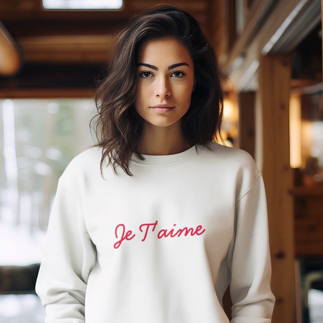 Je T'aime | I Liebe You French Modern Red Quote Ar Sweatshirt (Von Creator hochgeladen)