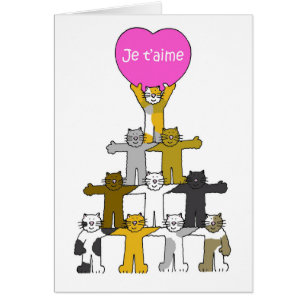 Je t'aime I Liebe You in Französisch Cartoon Cats
