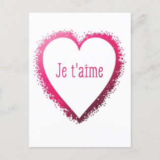 Je t'aime, ich Liebe dich auf Französisch in Rosa Postkarte