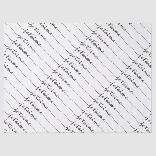 je taime - Ich Liebe Sie auf Französisch - schwarz Seidenpapier (Vorderseite)