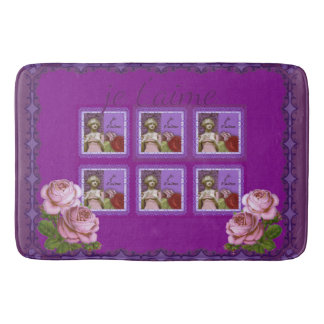 Je T'aime lila romantisches Mädchen-Vintage Badematte