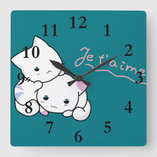 Je taime quadratische wanduhr