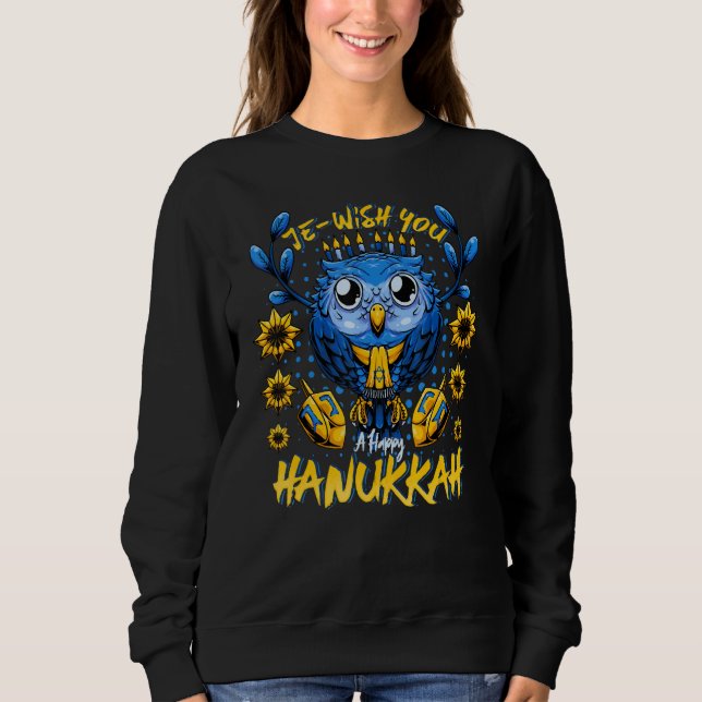 Je wünscht dir ein glückliches Hanukkah Menorah Ow Sweatshirt (Vorderseite)