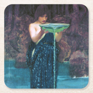 Jealous Circe, John William Waterhouse Rechteckiger Pappuntersetzer