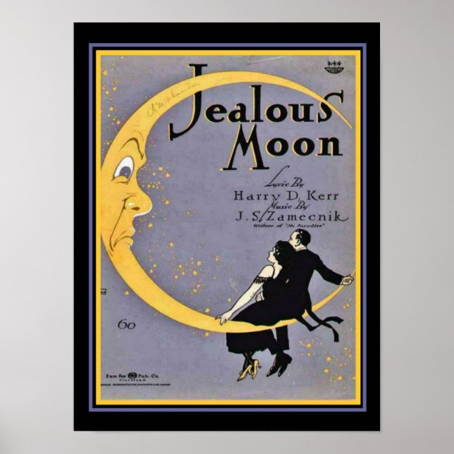 "Jealous Moon" Art Deco Sheet Music Cover 12 x 16 Poster (Vorne)