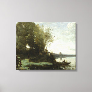 Jean-Baptiste-Camille Corot - Fluss mit Ferne Leinwanddruck