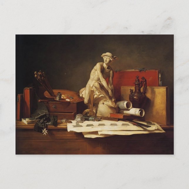 Jean-Baptiste-Simeon Chardin-Die Attribute der Kun Postkarte (Vorderseite)