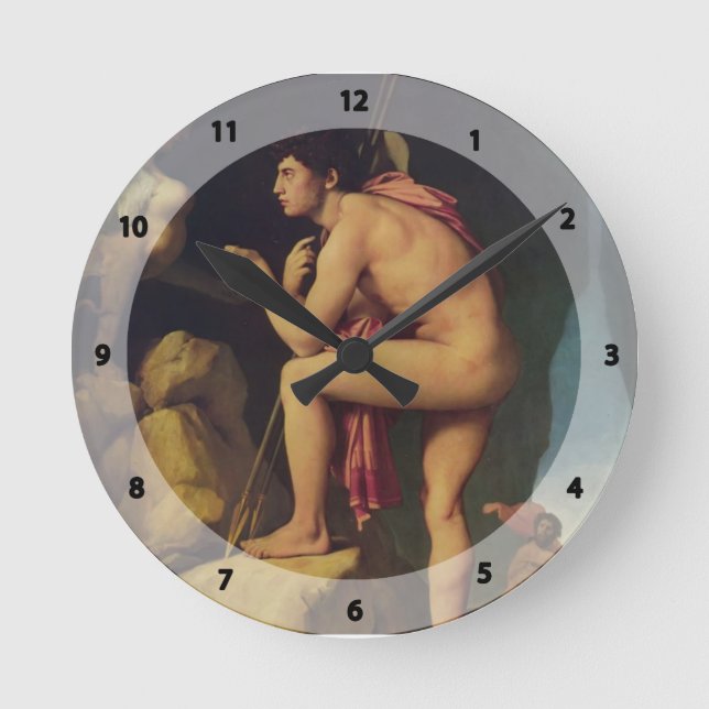 Jean Dominique Ingres- Ödipus und die Sphinx Runde Wanduhr (Vorderseite)