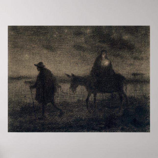 Jean-Francois Millet - Der Flug nach Ägypten Poster (Vorne)