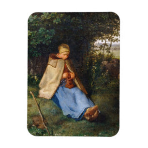 Jean-Francois Millet - Die Strickerin Magnet