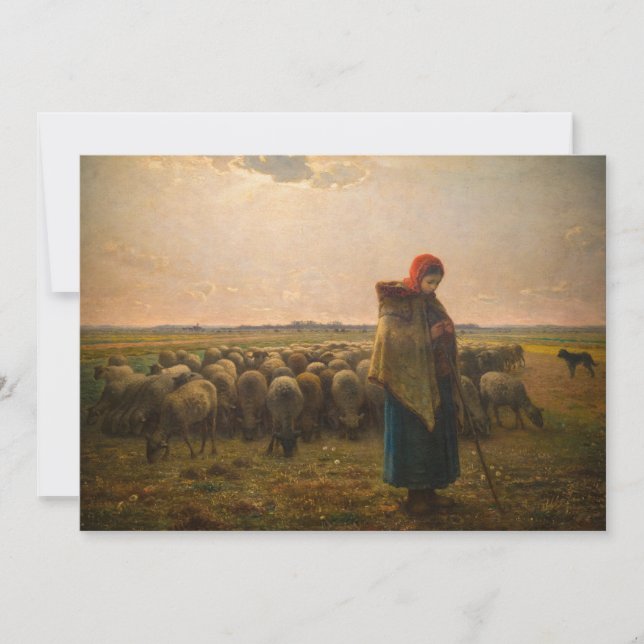 Jean-Francois Millet - Hirdess and Flock 1863 Dankeskarte (Vorderseite)