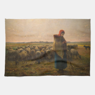 Jean-Francois Millet - Hirdess and Flock 1863 Geschirrtuch