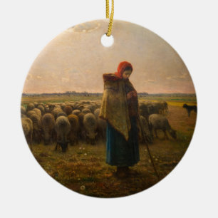 Jean-Francois Millet - Hirdess and Flock 1863 Keramik Ornament