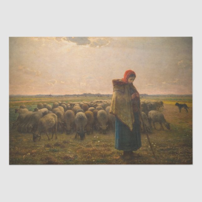 Jean-Francois Millet - Hirdess and Flock 1863 Seidenpapier (Vorderseite)