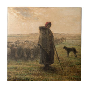 Jean-Francois Millet - Hirdess and Flock 1865 Fliese