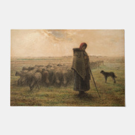 Jean-Francois Millet - Hirdess and Flock 1865 Fußmatte